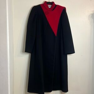 Vintage Red Black Long Scarf Coat Wool Starburst Bertaldi